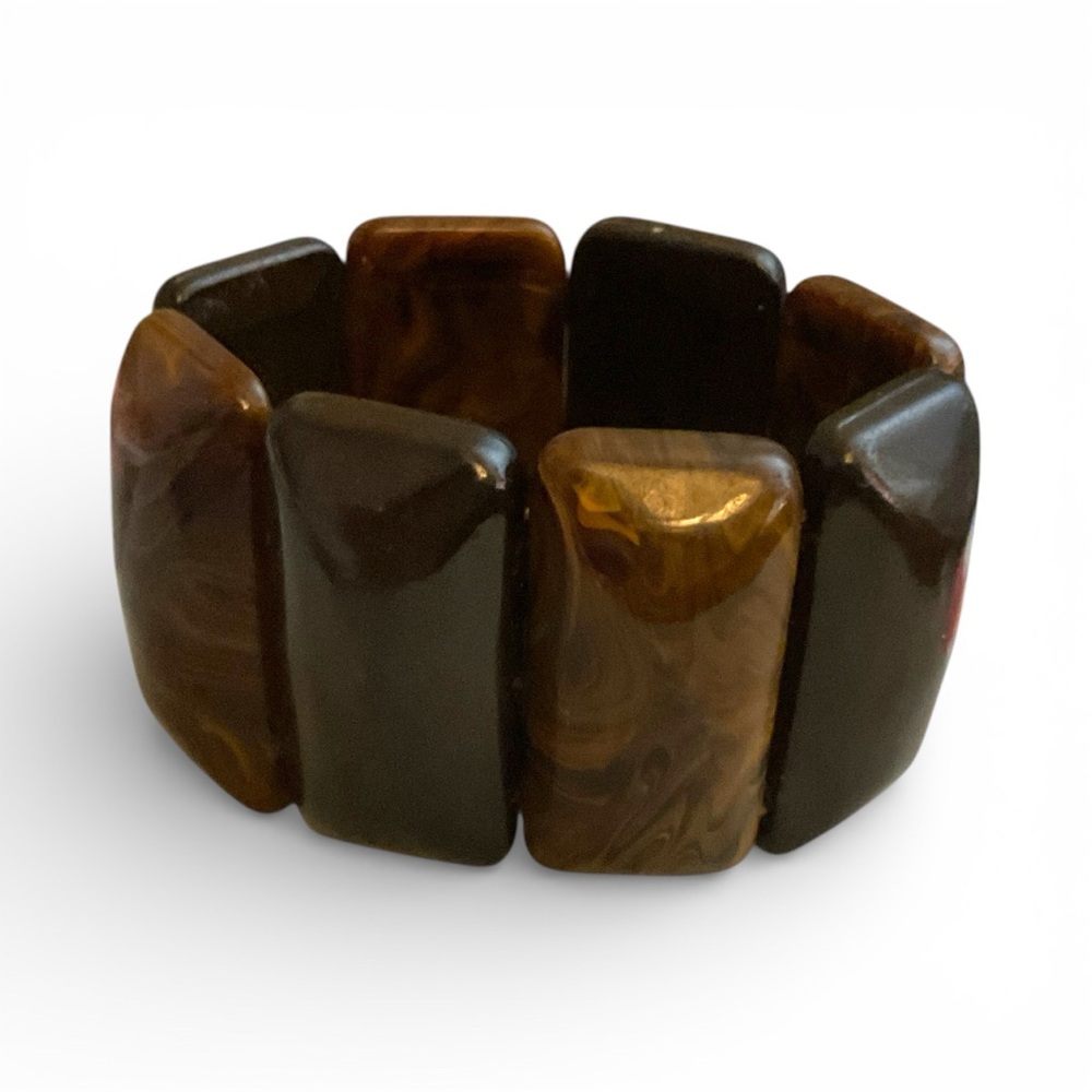 Vintage Chunky Brown Stretch Bracelet